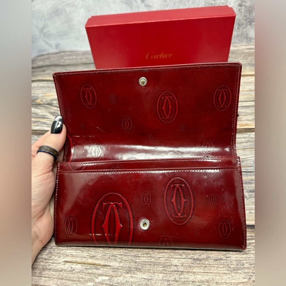 Cartier Red Glossy Long Leather Happy Birthday Wallet GUC Dust Bag, Box, Cards​​ - Picture 11 of 16